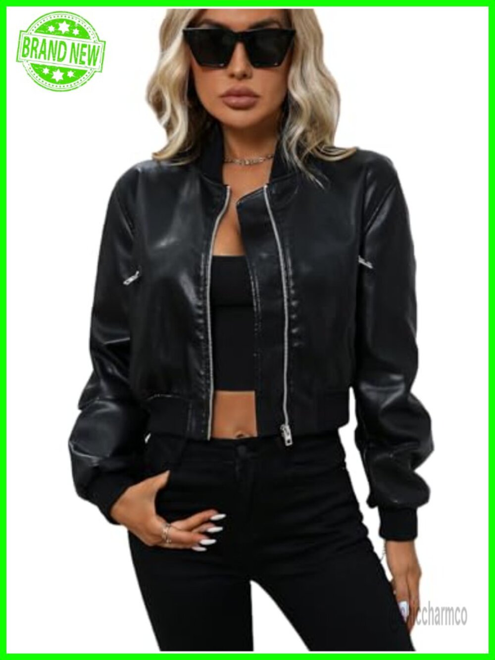 Women's Faux Leather Varsity Jacket Bomber Baseball Streetwear Coat